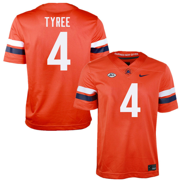 Virginia Cavaliers #4 Chris Tyree College Football Jerseys Stitched-Orange